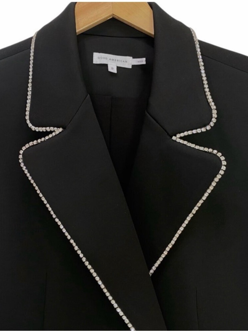 Good American Scuba Crystal Embellished Double Breasted Scuba Blazer Sz M - Picture 13 of 15